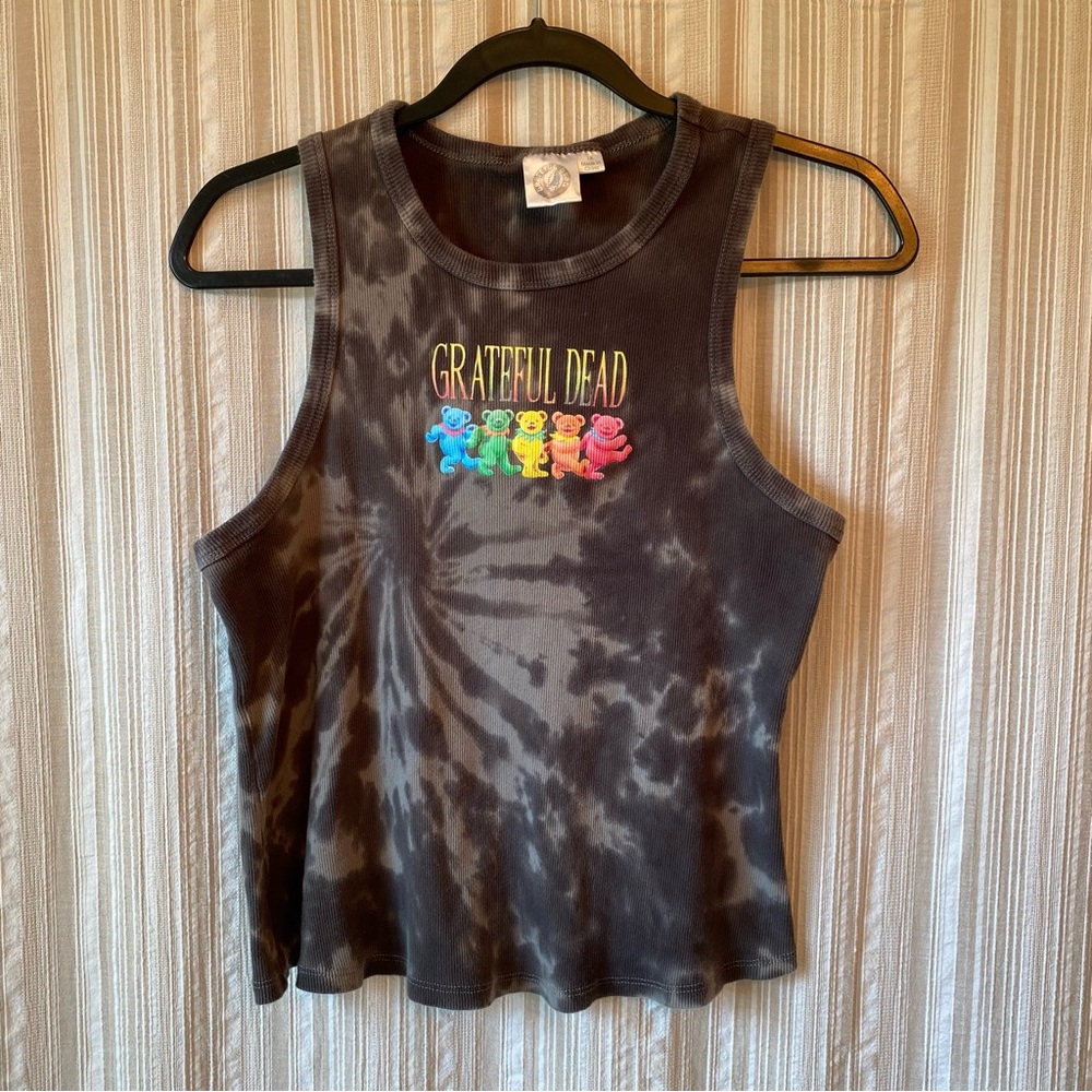 Grateful Dead Women’s Black Tie-Dye Tank Top with Rainbow Bears